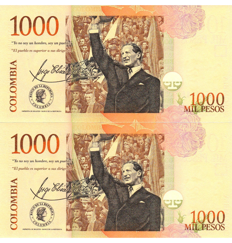 Colombia 1.000 Pesos 19-08-2015 Pick 456 (Consecutivos)